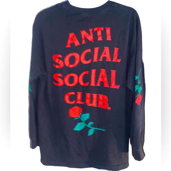 Anti Social Social Club Other - Anti Social Social Club Violets Are Blue Long Sleeve Tee - Black Size Large